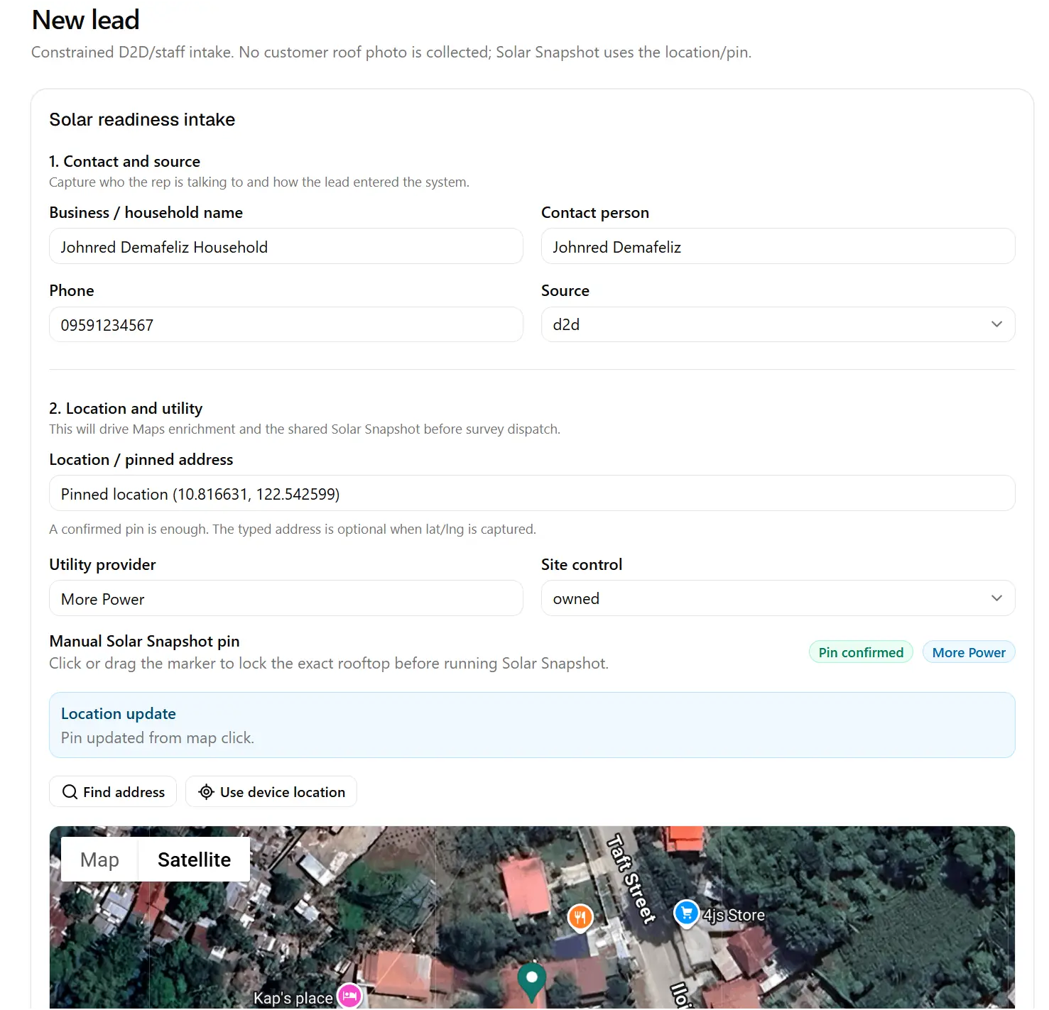 Solar potential assessment view supporting faster qualification before proposal work.